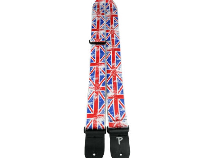 Sangle en Cuir Perri' pour Guitare et Basse  Motif Drapeau Britannique (UK Flag)