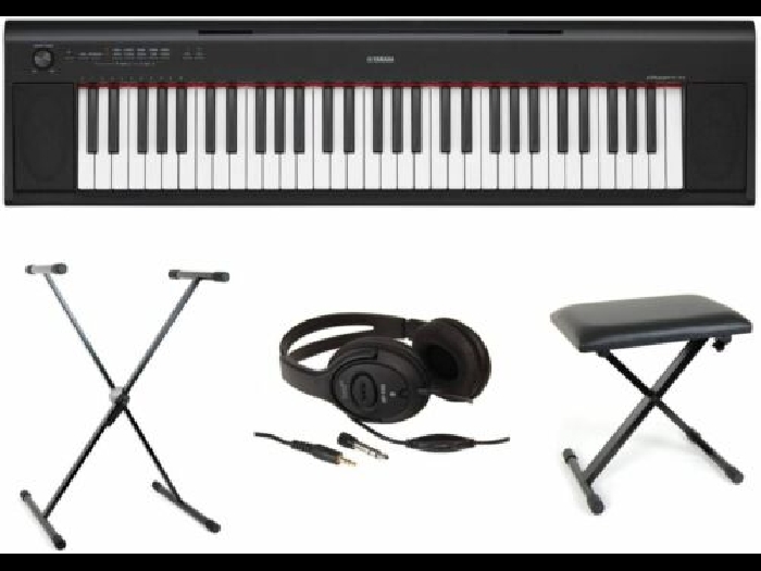 Pack Yamaha Piano numérique NP-12 noir + support + banquette + casque 