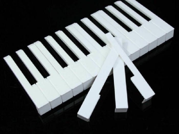 49Pcs Pro White ABS Plastic Piano Keytops Kit with Fronts Replacing Key Tops New