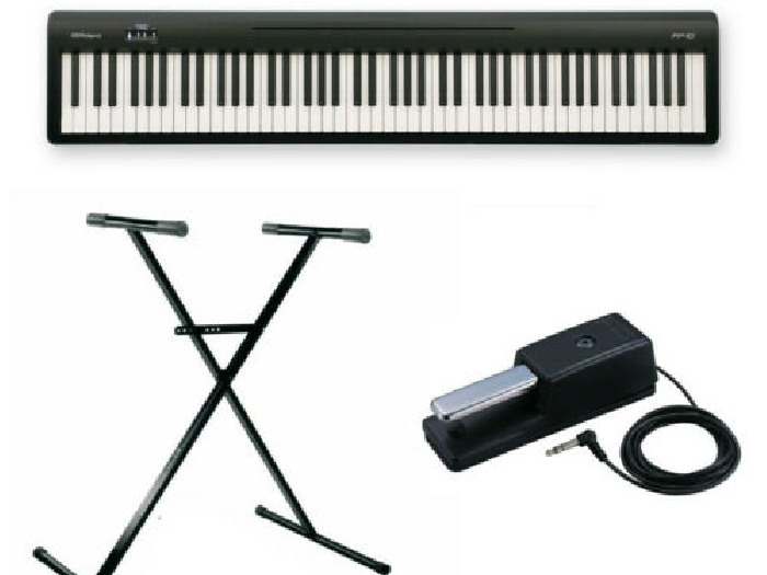 Pack Roland FP-10 - Piano numérique + Stand en X + pédale de sustain DP-10 - 88