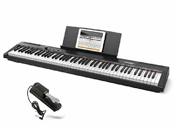 Souidmy S110 Piano numérique pour débutant, clavier semi-lourd pleine taille 88 