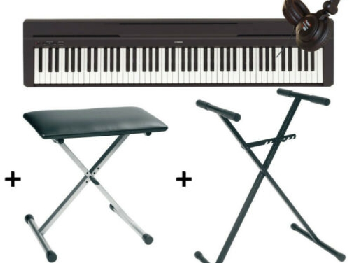Pack Piano numérique Yamaha P45 noir + Support + banquette + casque - 88 touches