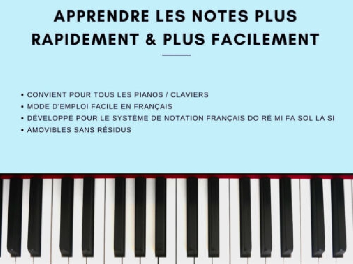 STICKERS PIANO TOUCHES Haute qualité / Touches en français Do Ré Mi Fa Sol La Si