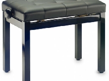 Stagg PB36 BKP SBK - Banquette de piano, noir brillant, avec pelote en skai noir