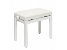 Stagg PB36 WHM VWH - Banquette de piano, blanc mat, avec pelote en velours blanc