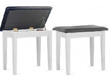 Banquette Piano Stagg PBF23 avec compartiment partitions blanc mat pelote skai